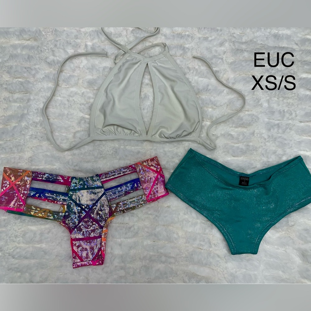 RAVEWEAR- 3 piece set- Colorful Bikini Set with Halter Top